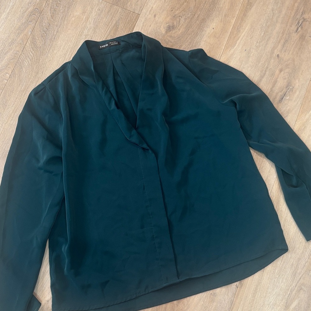 SHEIN SLINKY TEAL BLOUSE